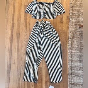 Amuse Society black & white stripped two piece set